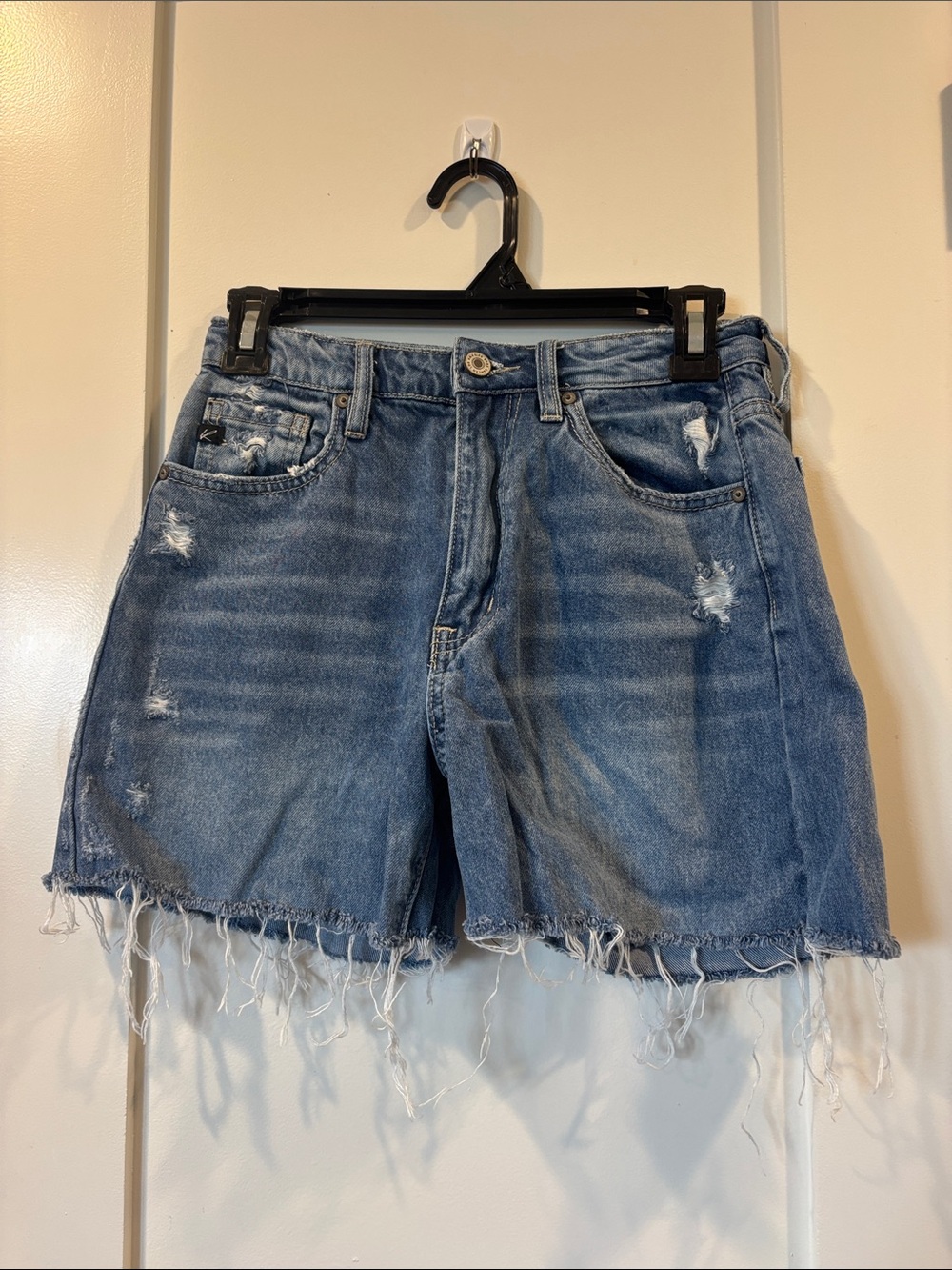 KanCan Medium Blue Distressed Denim Shorts